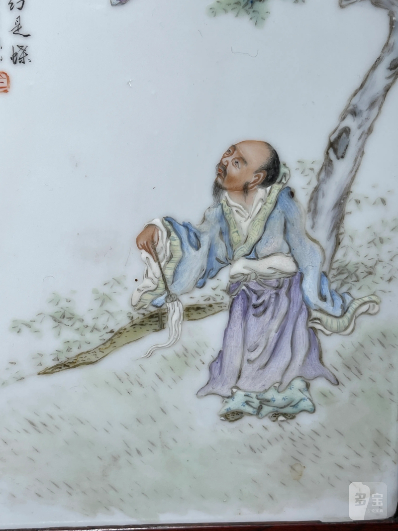 民国 粉彩神仙人物纹瓷板一组四件 - 图15